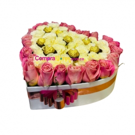 Corazon Rosas suaves con chocolates